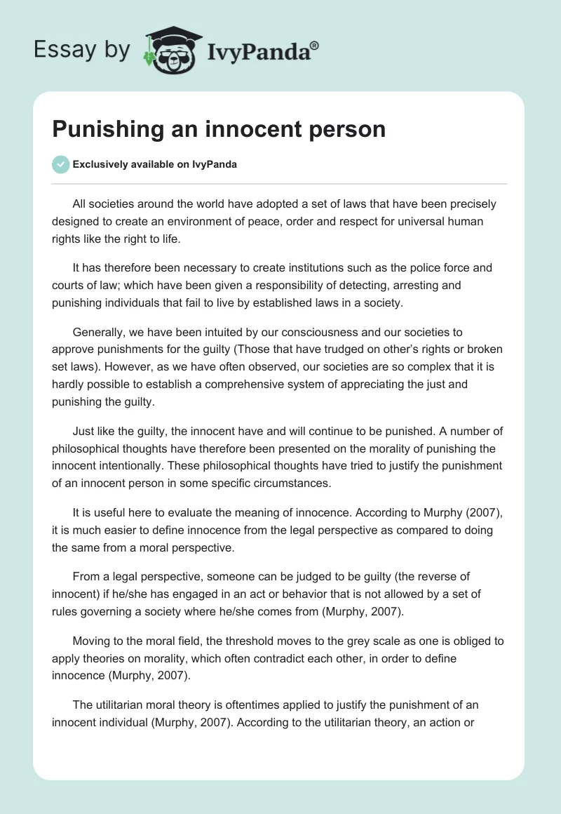Punishing an innocent person. Page 1
