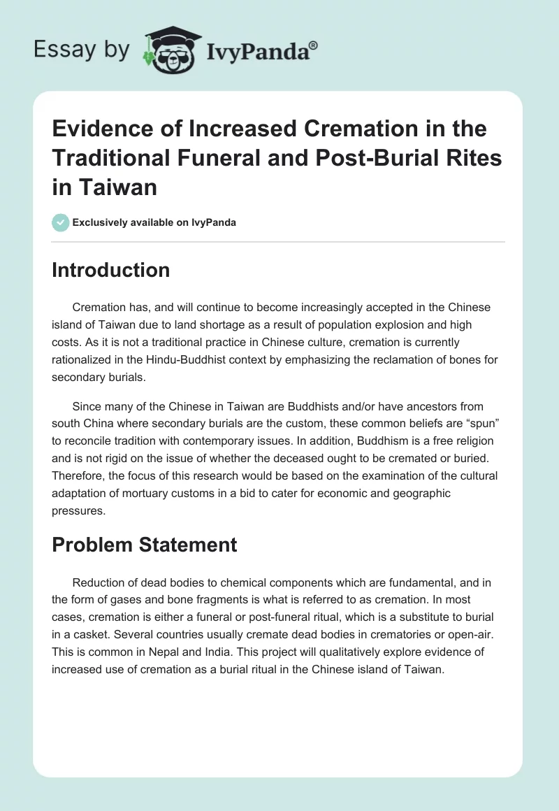 Evidence of Increased Cremation in the Traditional Funeral and Post-Burial Rites in Taiwan. Page 1