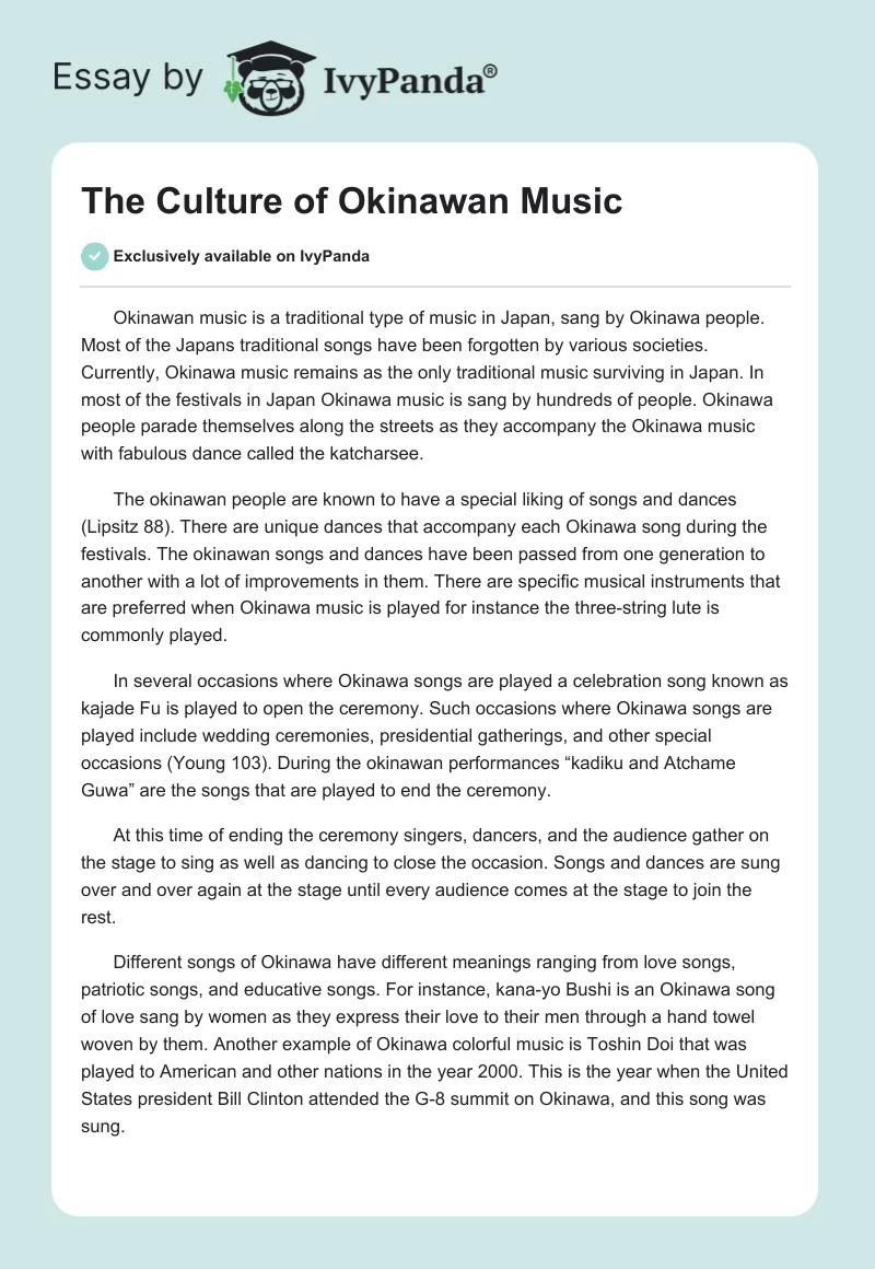 The Culture of Okinawan Music. Page 1