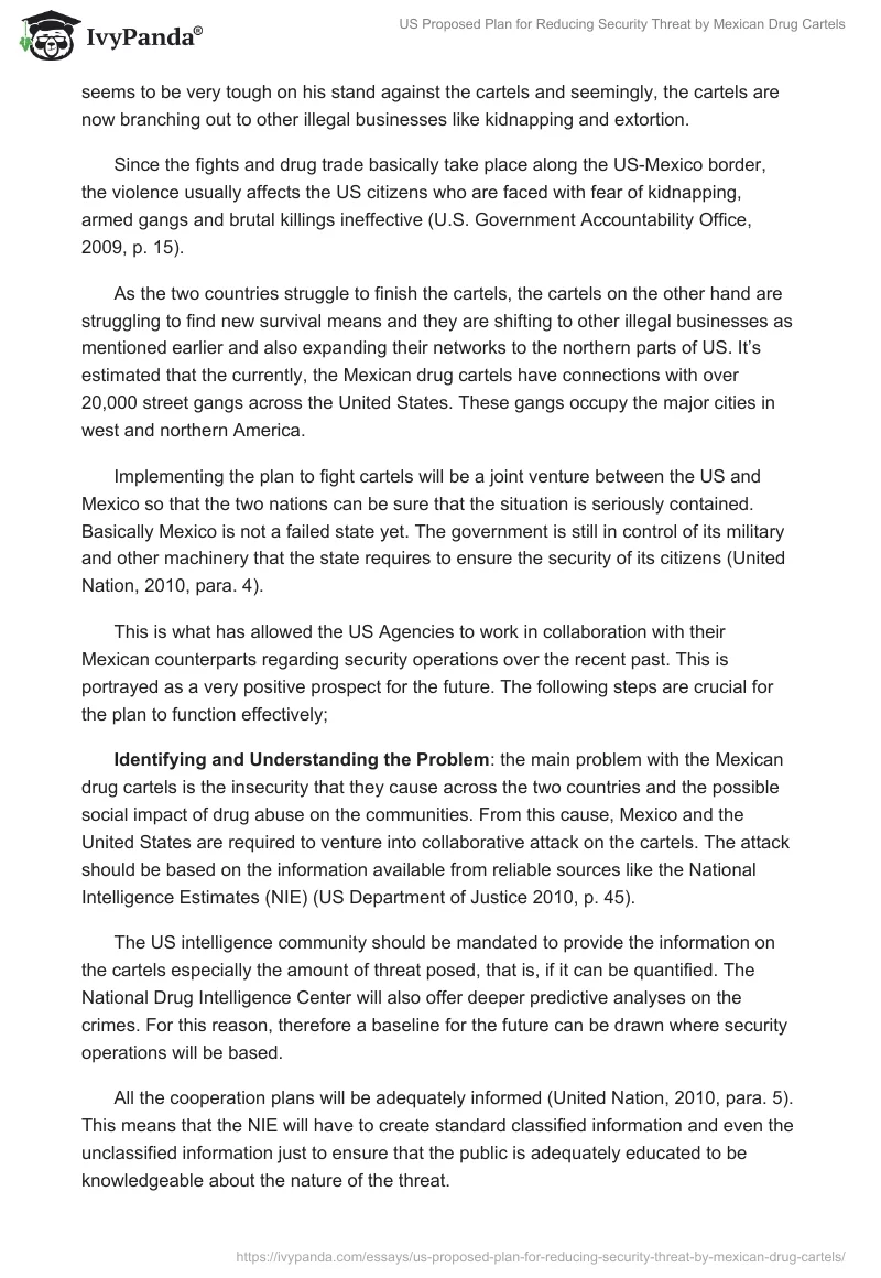 US Proposed Plan for Reducing Security Threat by Mexican Drug Cartels. Page 5
