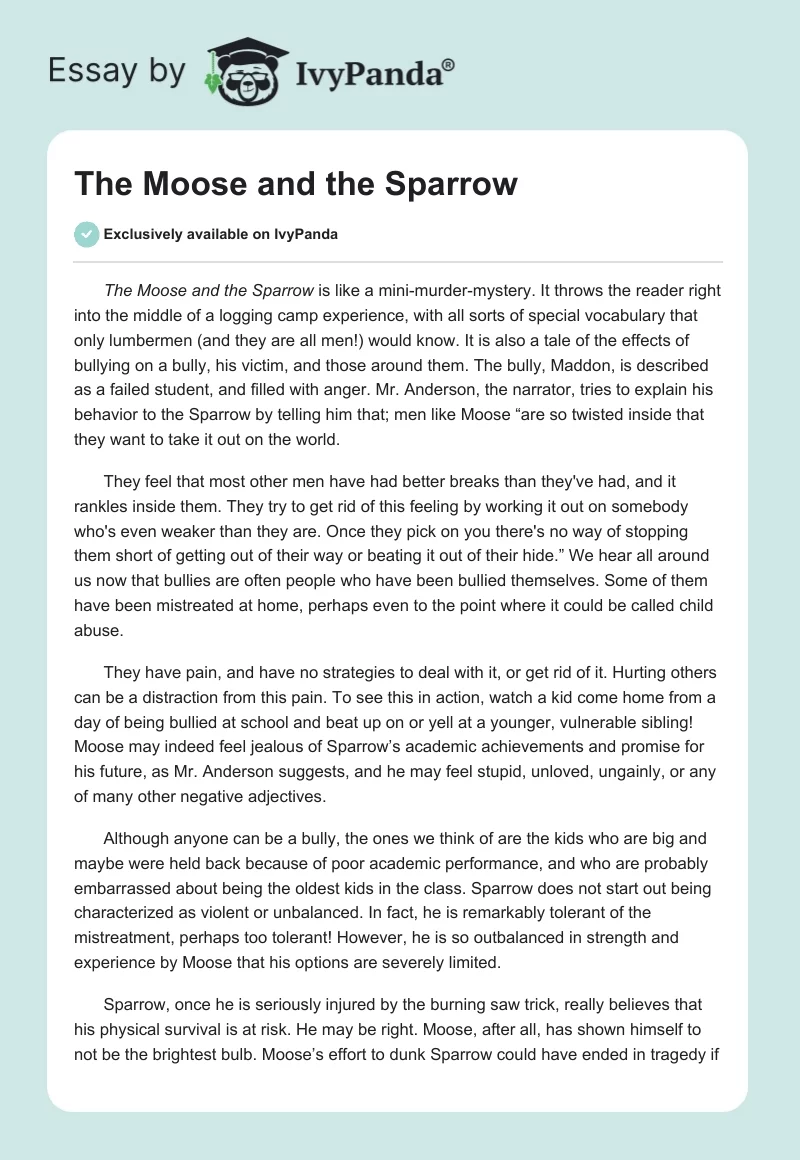 The Moose and the Sparrow. Page 1
