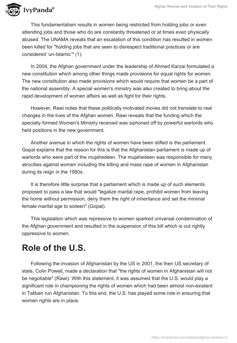 Afghan Women and Violation of Their Rights. Page 3