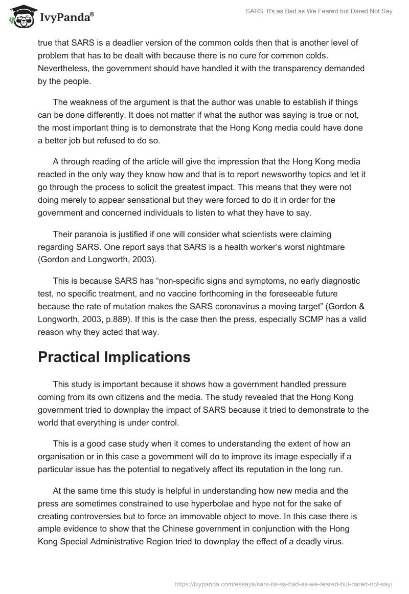 SARS: It's as Bad as We Feared but Dared Not Say. Page 4