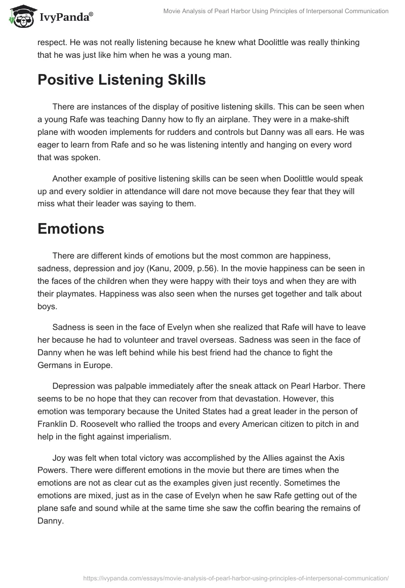Movie Analysis of Pearl Harbor Using Principles of Interpersonal Communication. Page 3
