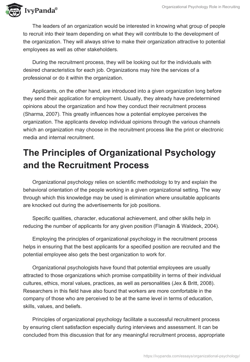 Organizational Psychology Role in Recruiting. Page 2