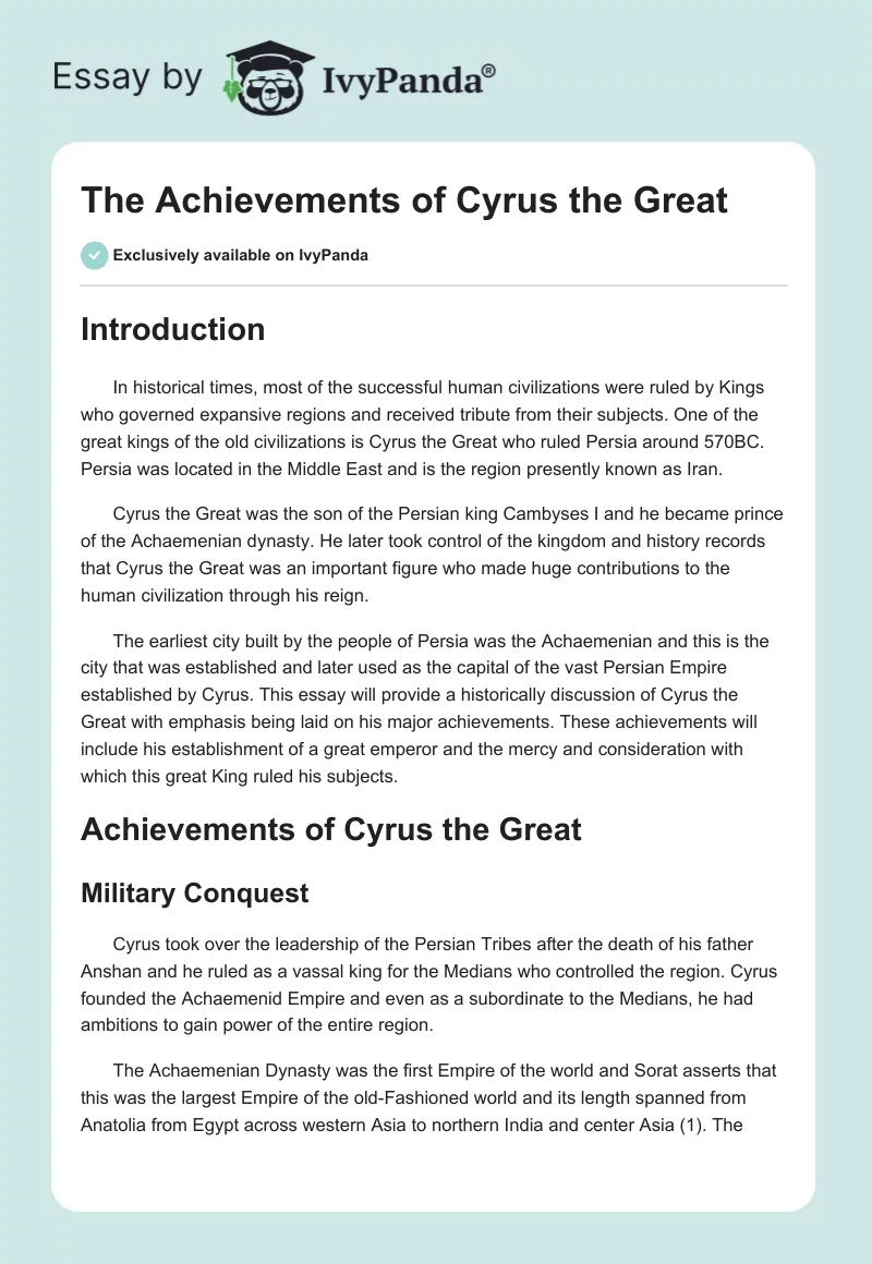 The Achievements of Cyrus the Great. Page 1