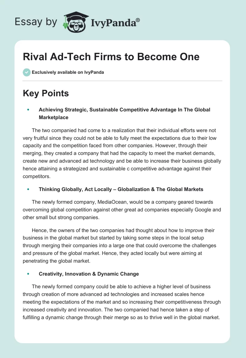 Rival Ad-Tech Firms to Become One. Page 1