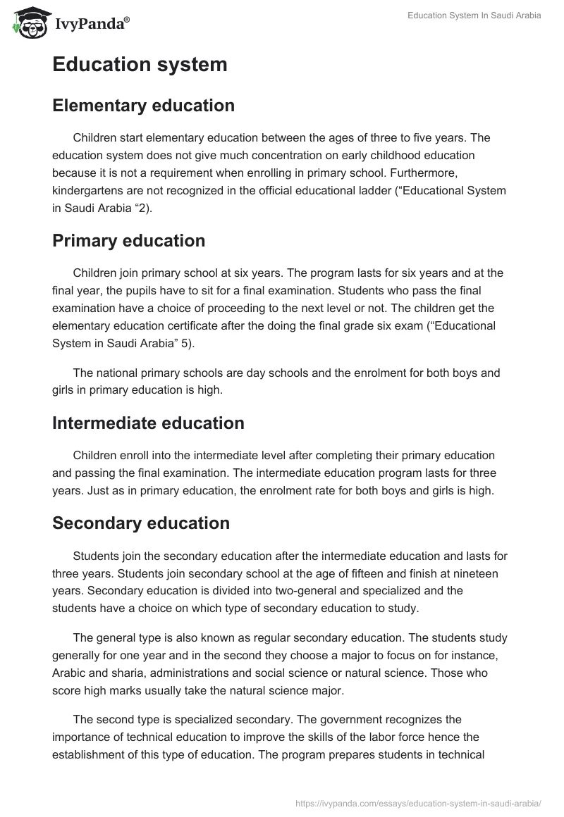 Education System In Saudi Arabia. Page 2