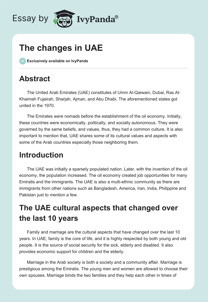 The changes in UAE. Page 1
