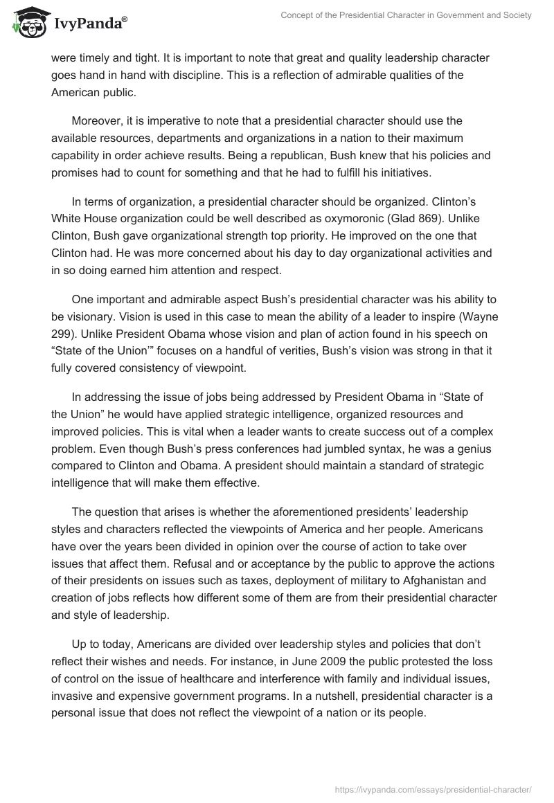 Concept of the Presidential Character in Government and Society. Page 3