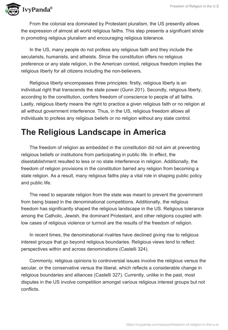 Freedom of Religion in the U.S. Page 2
