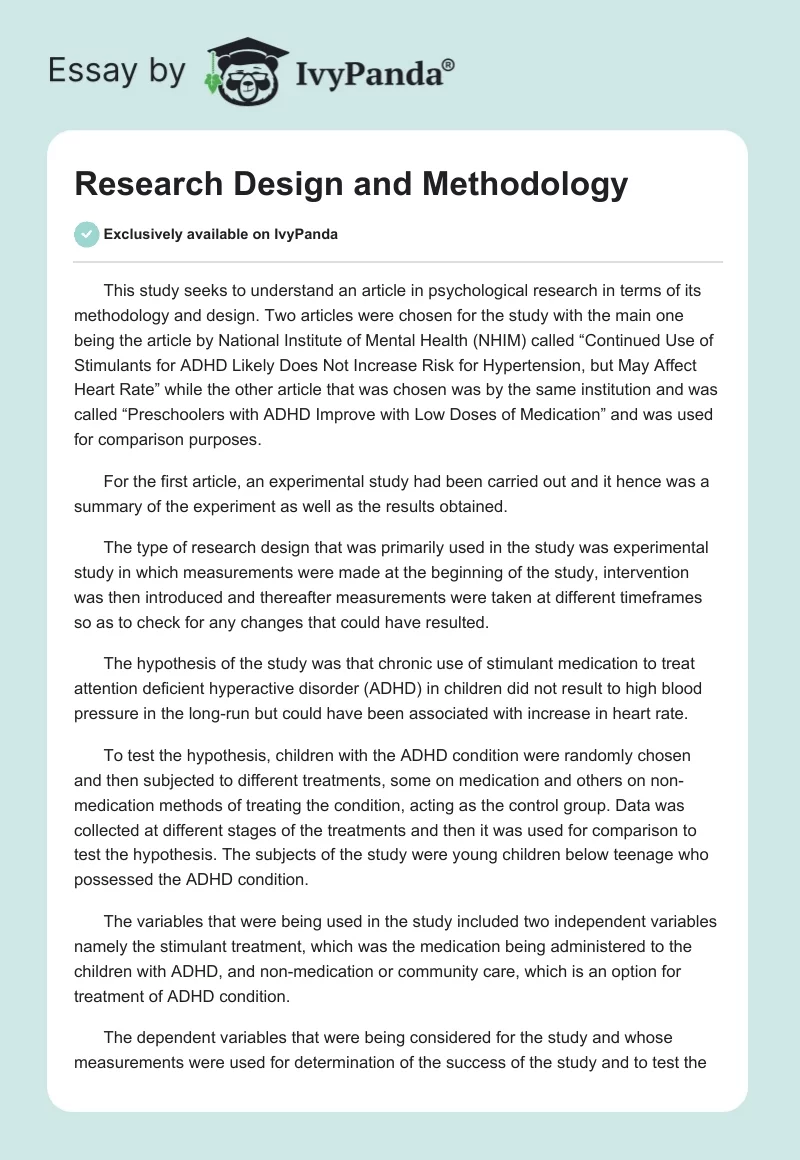 Research Design and Methodology. Page 1