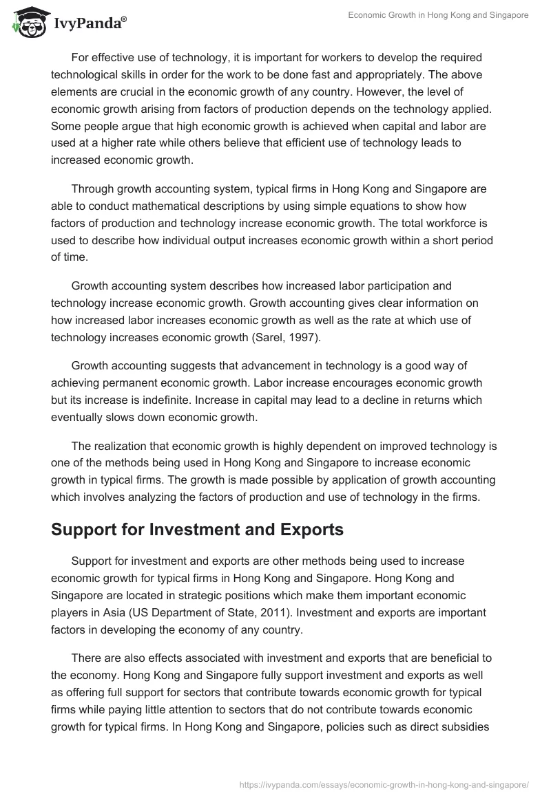 Economic Growth in Hong Kong and Singapore. Page 2