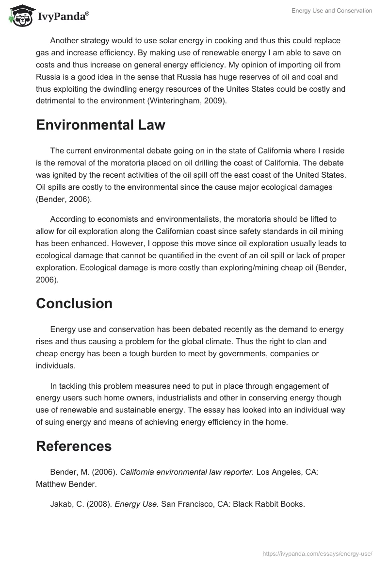 Energy Use and Conservation. Page 2