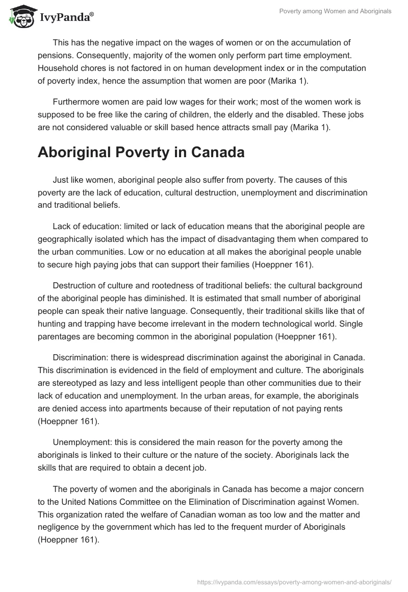Poverty Among Women and Aboriginals. Page 2