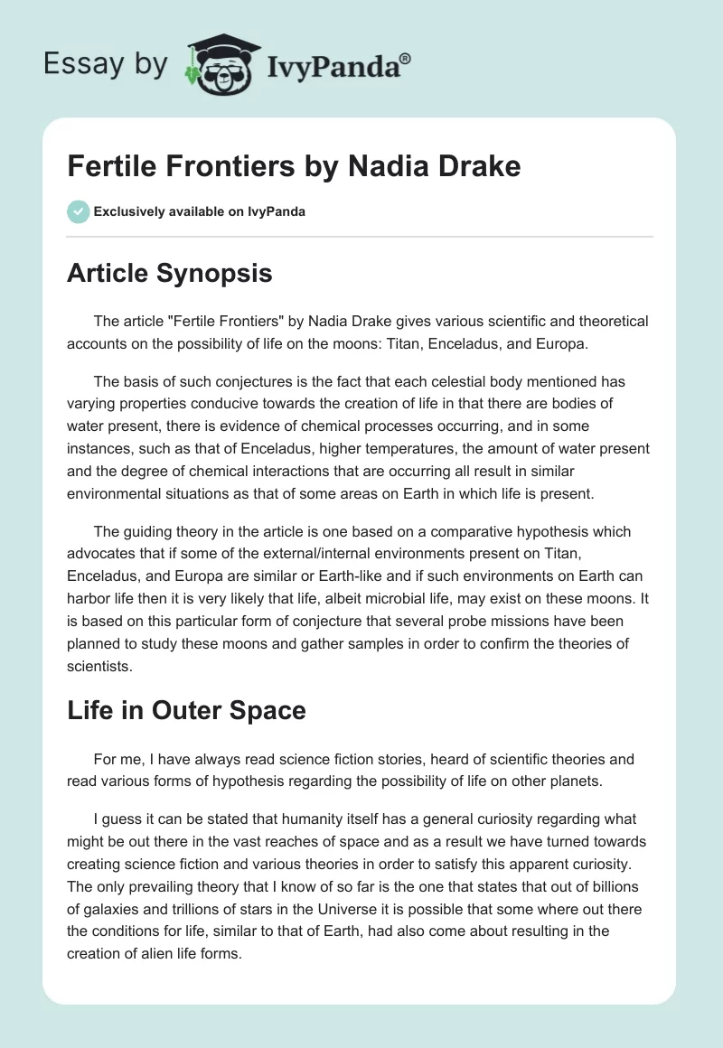 "Fertile Frontiers" by Nadia Drake. Page 1