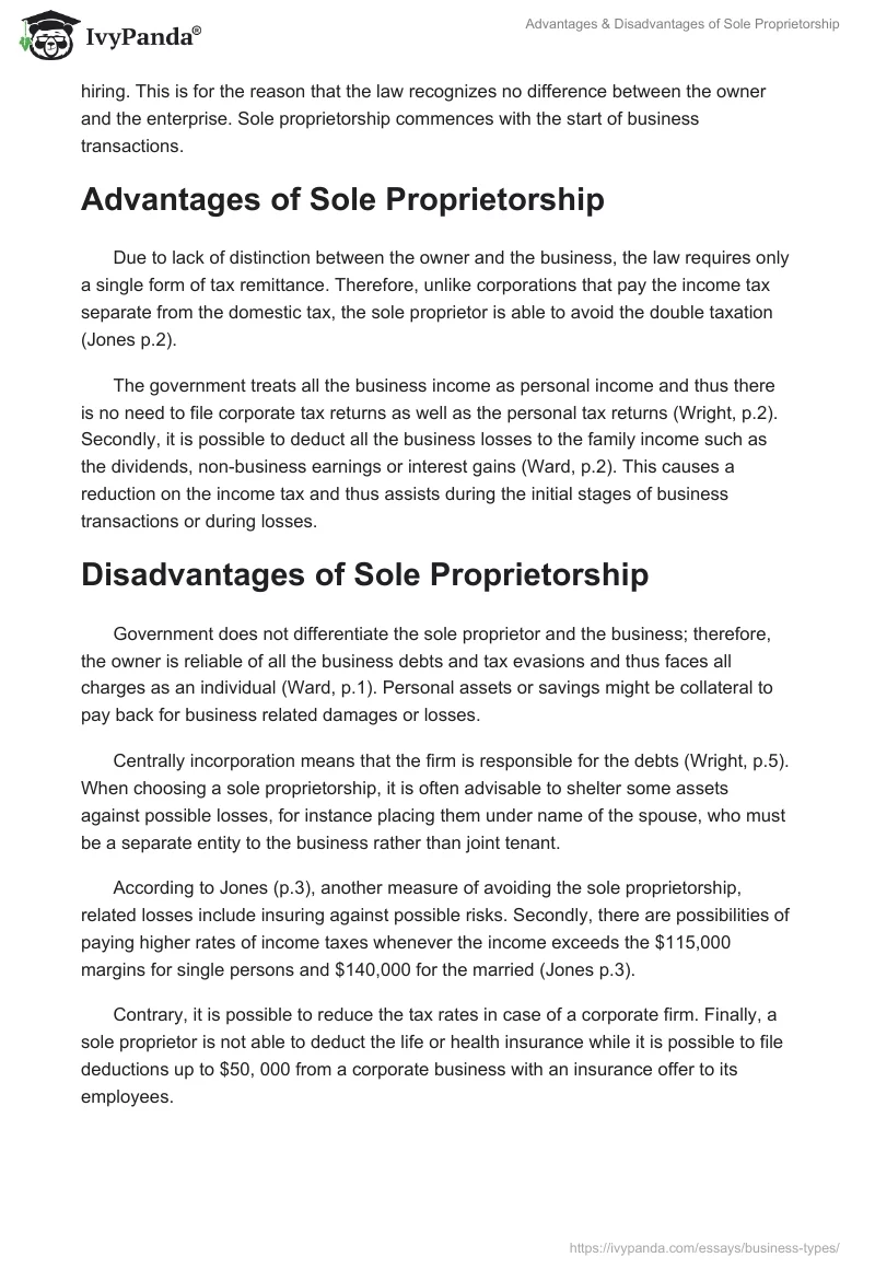 Advantages & Disadvantages of Sole Proprietorship. Page 2