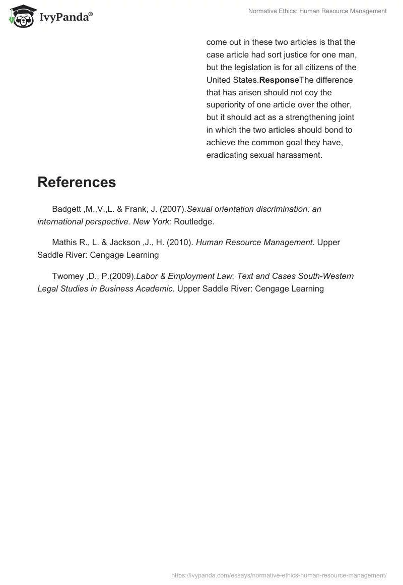 Normative Ethics: Human Resource Management. Page 3