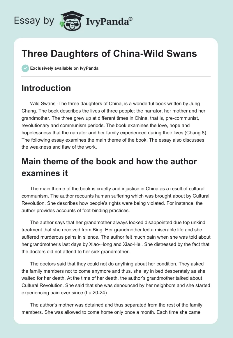 Three Daughters of China-Wild Swans. Page 1