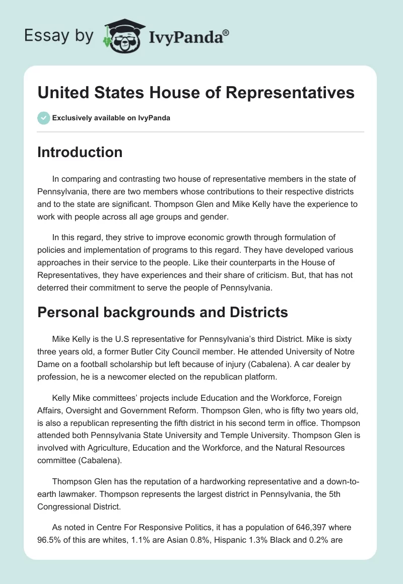 United States House of Representatives. Page 1