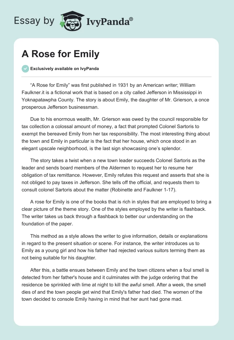 A Rose for Emily. Page 1