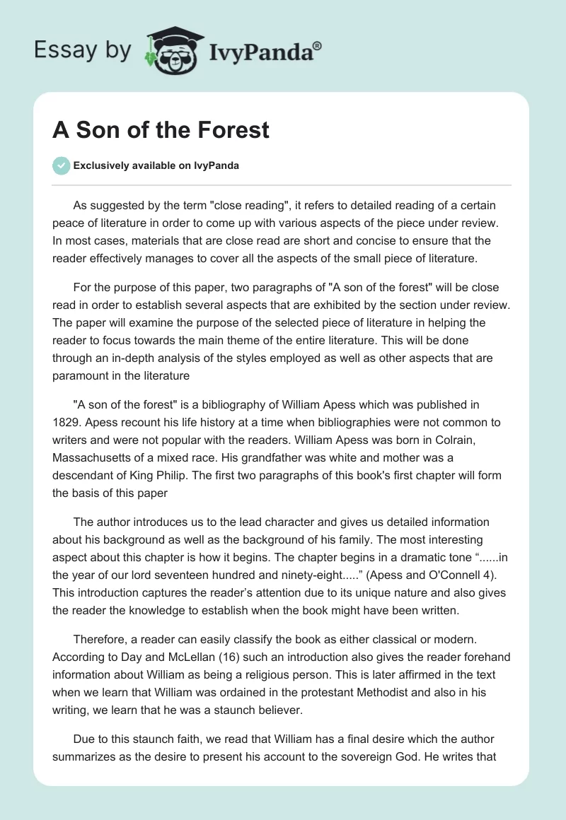 A Son of the Forest. Page 1