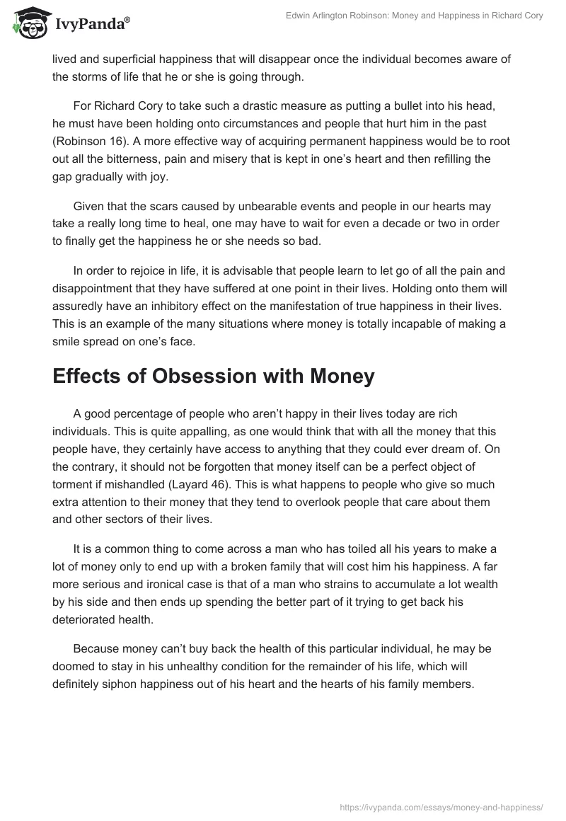 Edwin Arlington Robinson: Money and Happiness in "Richard Cory". Page 2