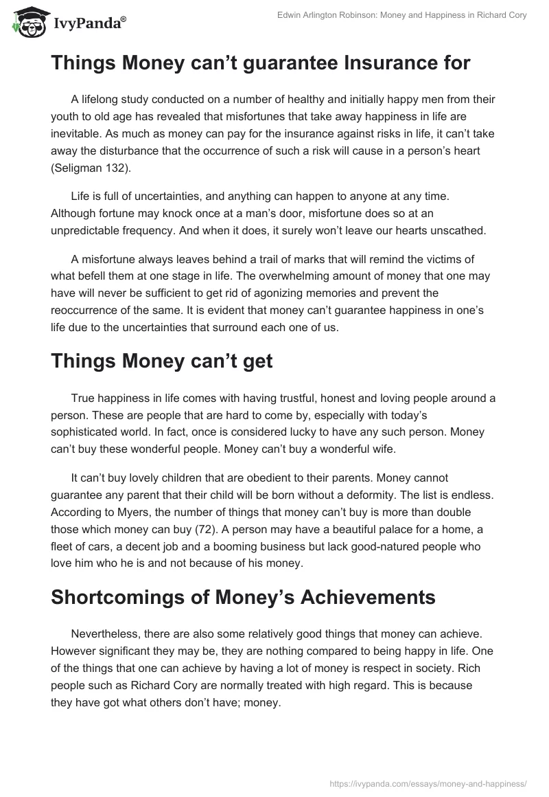 Edwin Arlington Robinson: Money and Happiness in "Richard Cory". Page 3