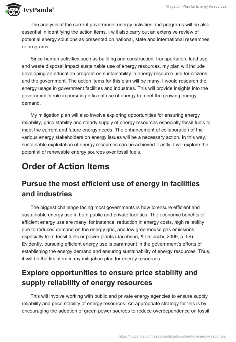Mitigation Plan for Energy Resources. Page 2