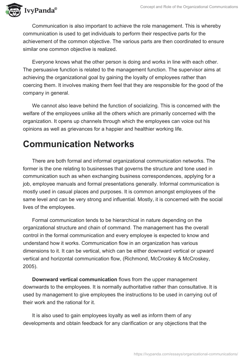 Concept and Role of the Organizational Communications. Page 3