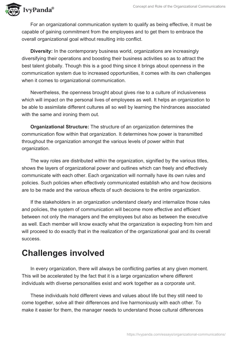 Concept and Role of the Organizational Communications. Page 5