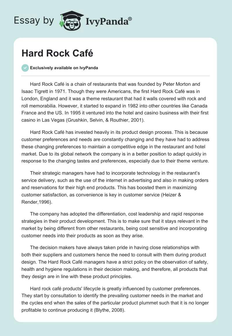 Hard Rock Café. Page 1