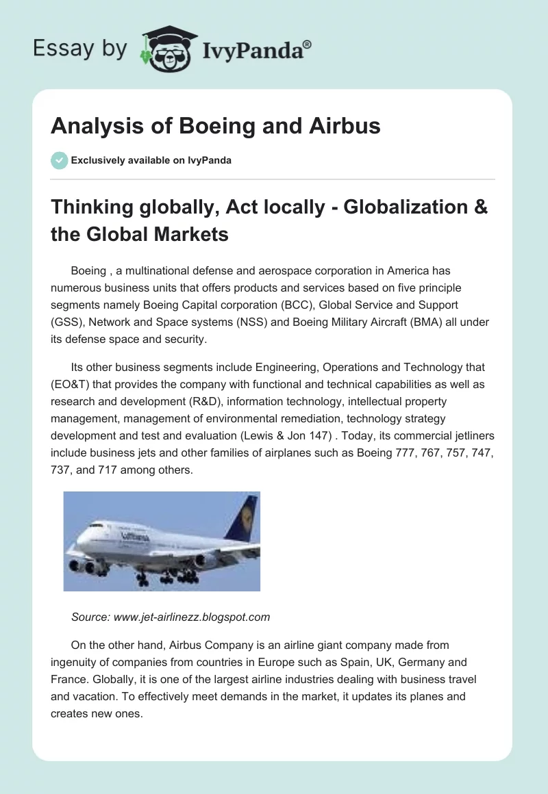 Analysis of Boeing and Airbus. Page 1