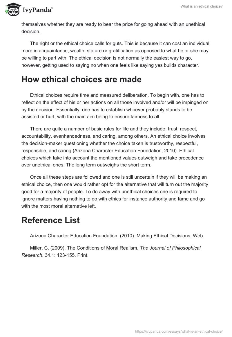 What is an ethical choice?. Page 2