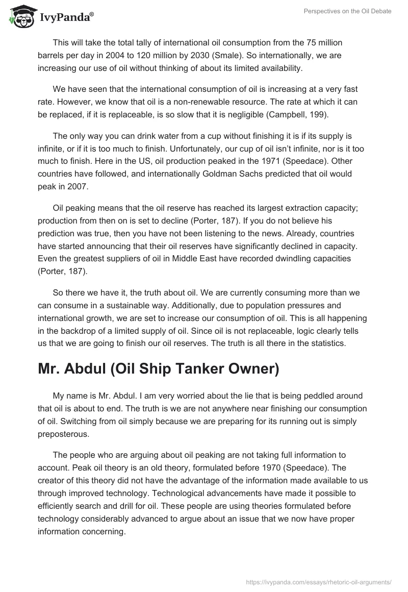 Perspectives on the Oil Debate. Page 2