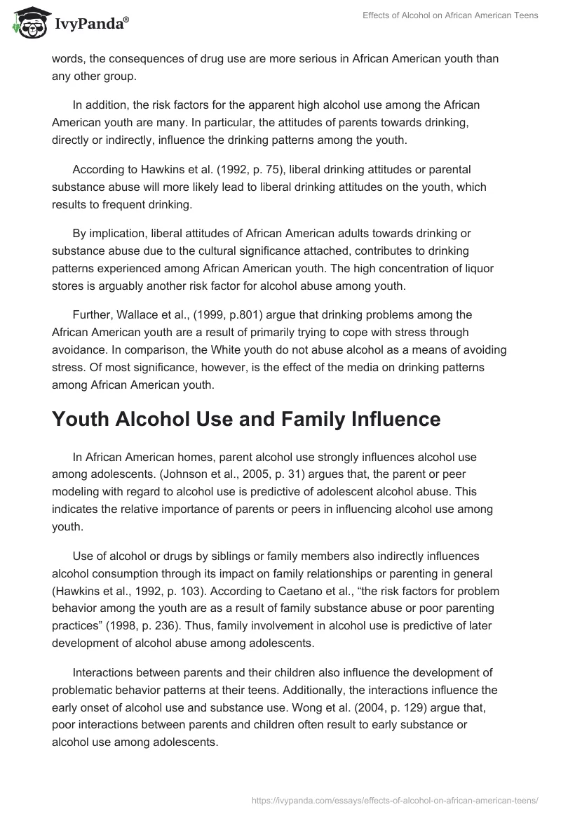 Effects of Alcohol on African American Teens. Page 3