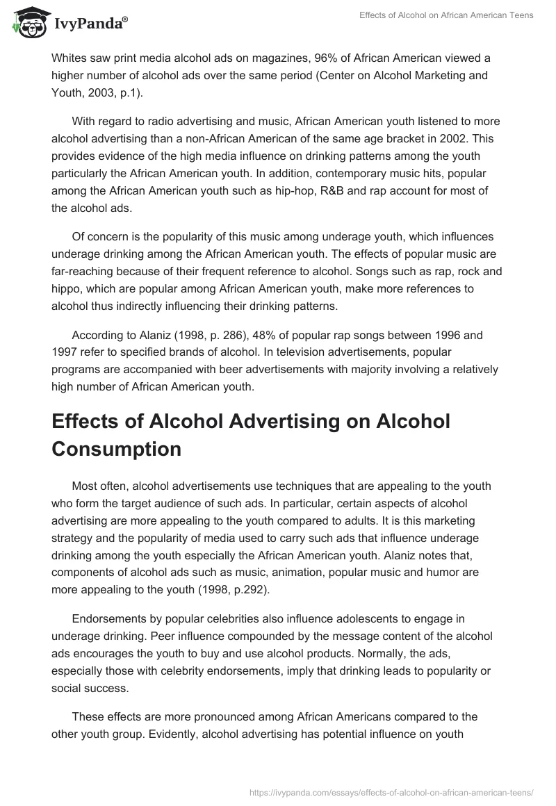 Effects of Alcohol on African American Teens. Page 5