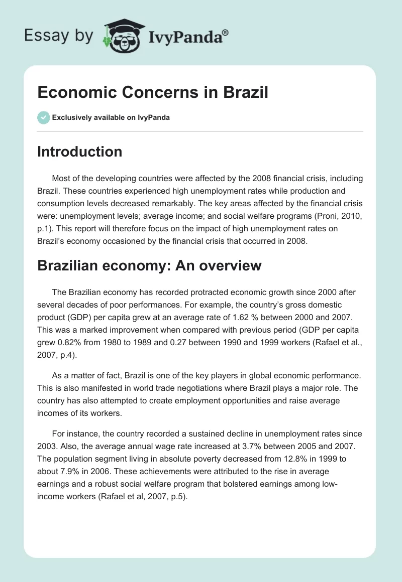 Economic Concerns in Brazil. Page 1