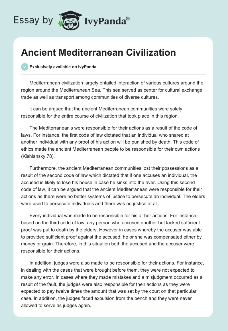 Ancient Mediterranean Civilization. Page 1
