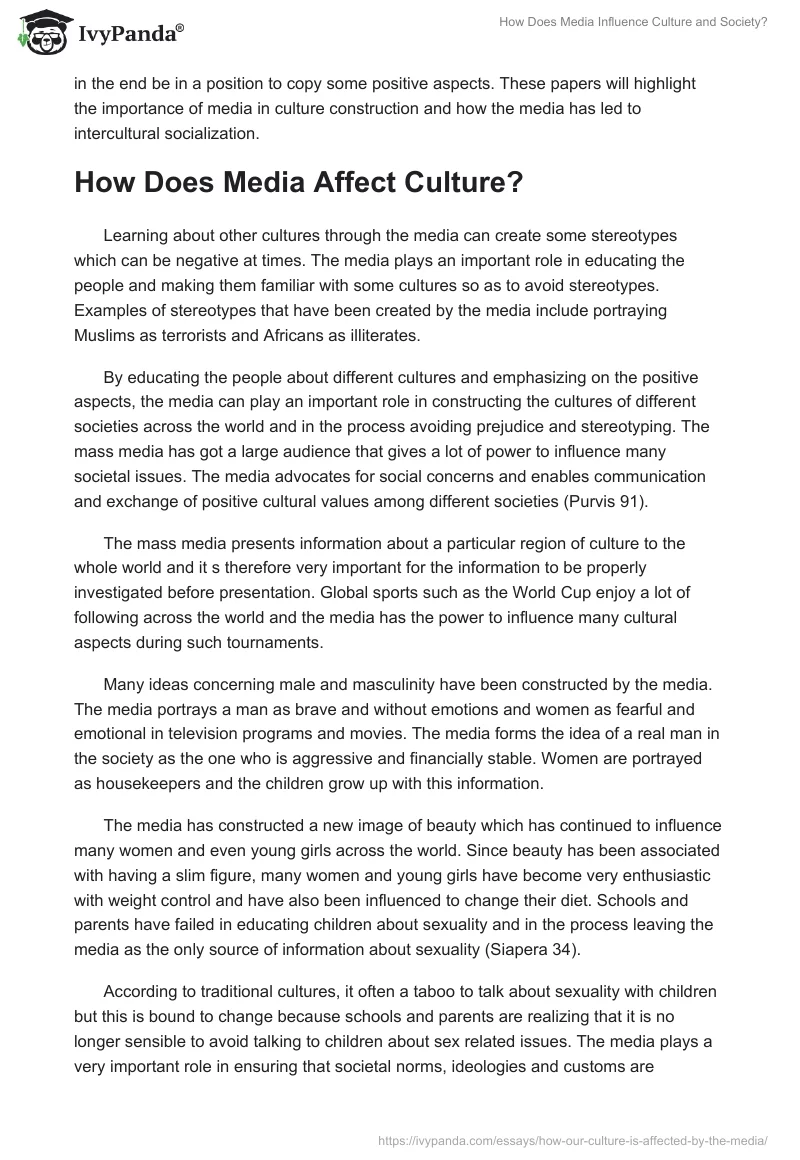 How Does Media Influence Culture and Society?. Page 2