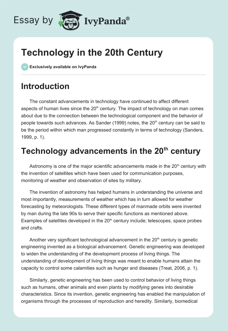 Technology in the 20th Century. Page 1