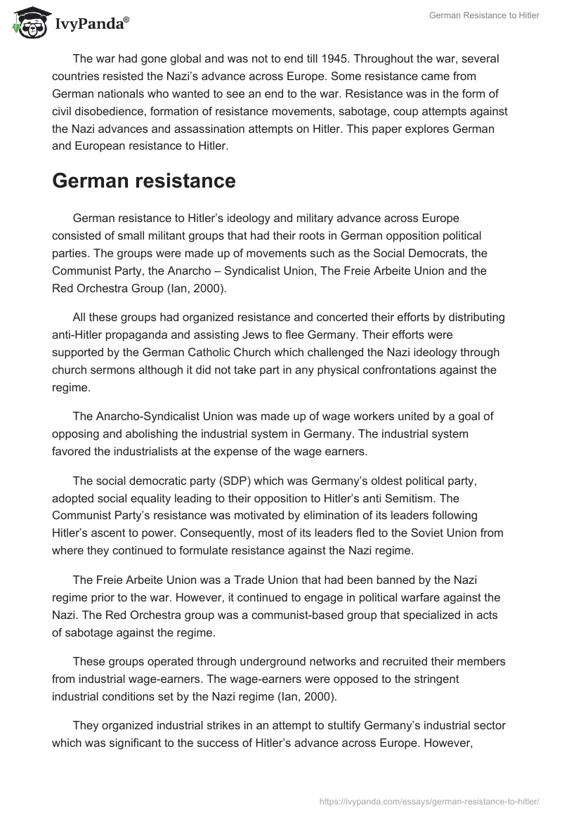 German Resistance to Hitler. Page 2