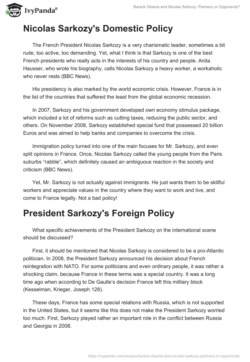 Barack Obama and Nicolas Sarkozy: Partners or Opponents?. Page 3