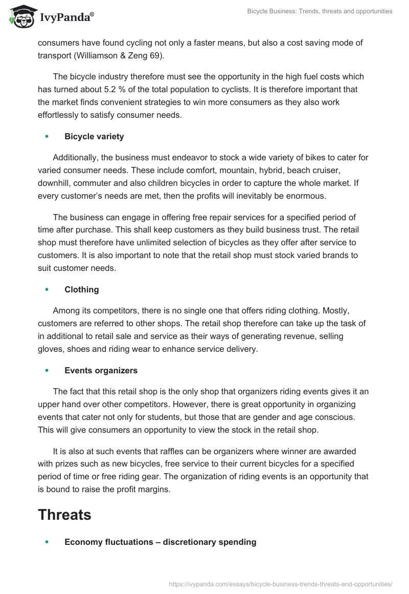 Bicycle Business: Trends, Threats, and Opportunities. Page 2