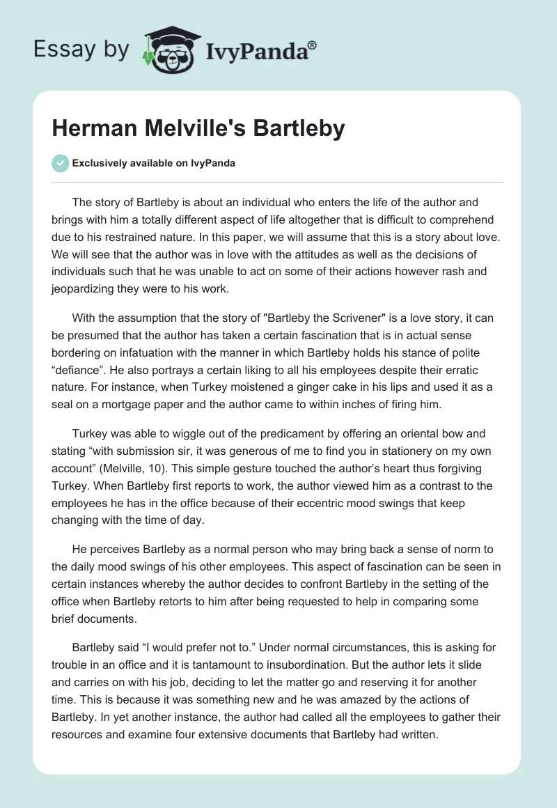 Herman Melville's "Bartleby". Page 1