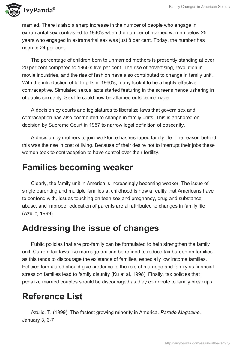 Family Changes in American Society. Page 2