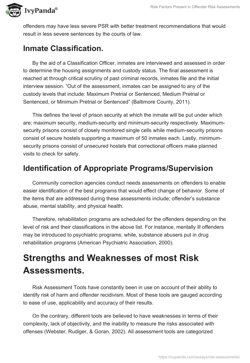 Risk Factors Present in Offender Risk Assessments. Page 3