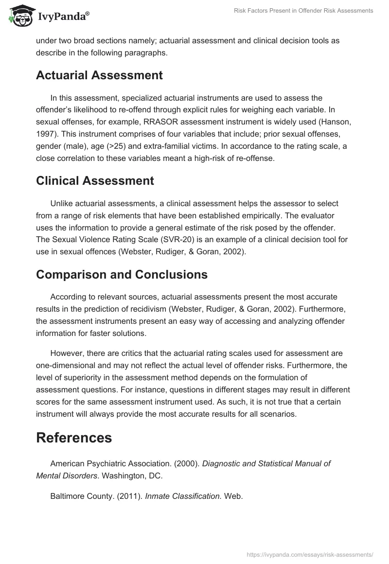 Risk Factors Present in Offender Risk Assessments. Page 4