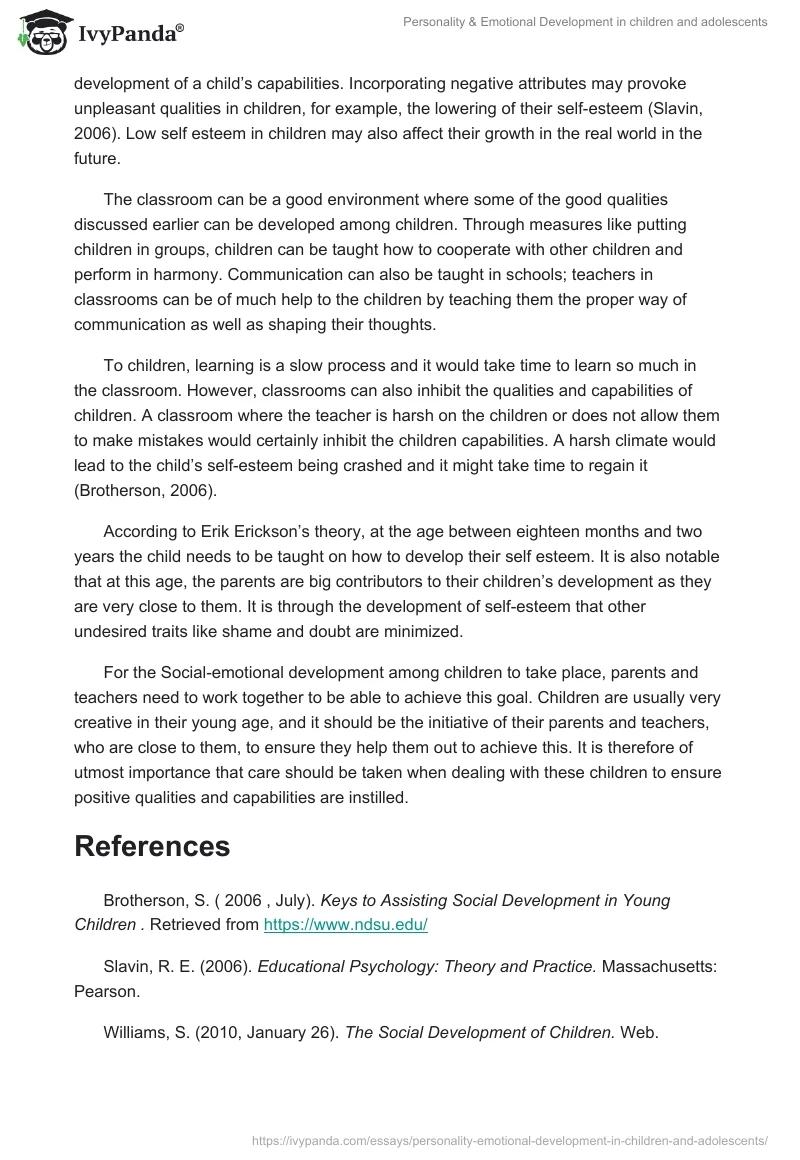 Personality & Emotional Development in Children and Adolescents. Page 2
