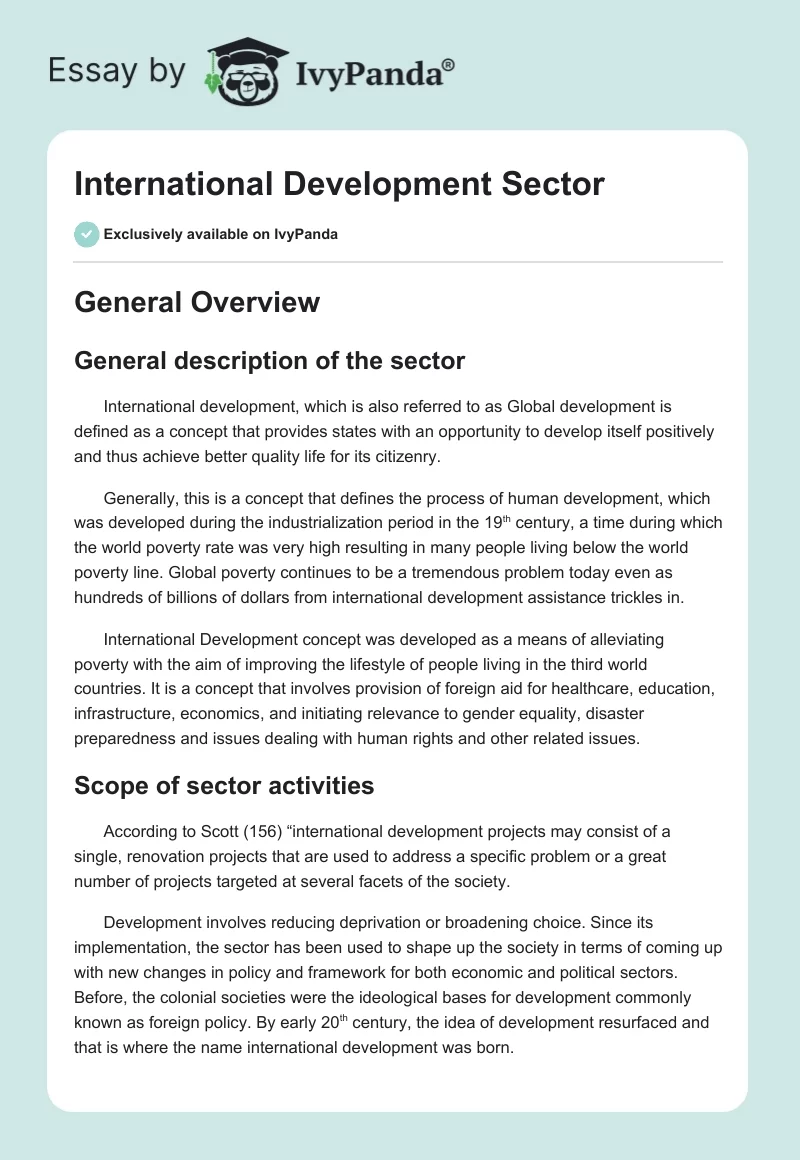 International Development Sector. Page 1